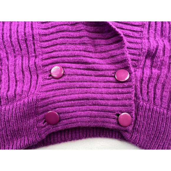 Vintage IB Diffusion Sweater Womens S Purple Wool Mohair Cardigan Shawl 4 button - Picture 6 of 8